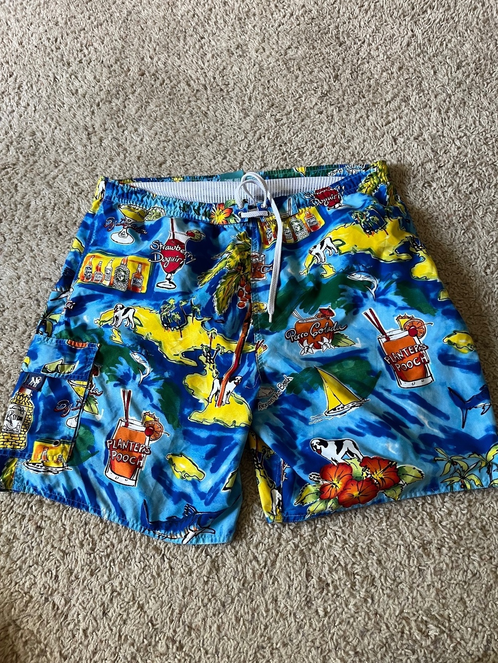 Big Dogs Happy Hour Men's Medium Tropical Print Swim Trunks